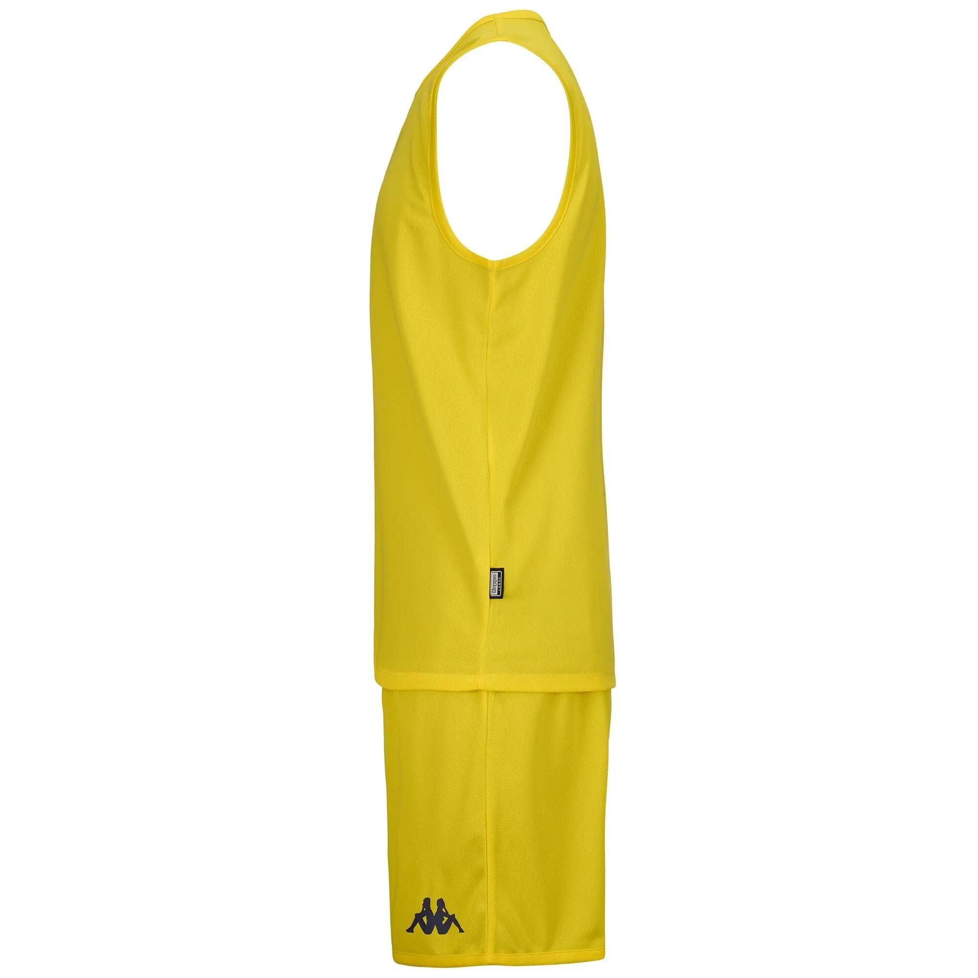 Completo canotta pantaloncino da bambino in poliestere giallo da basket 3/7