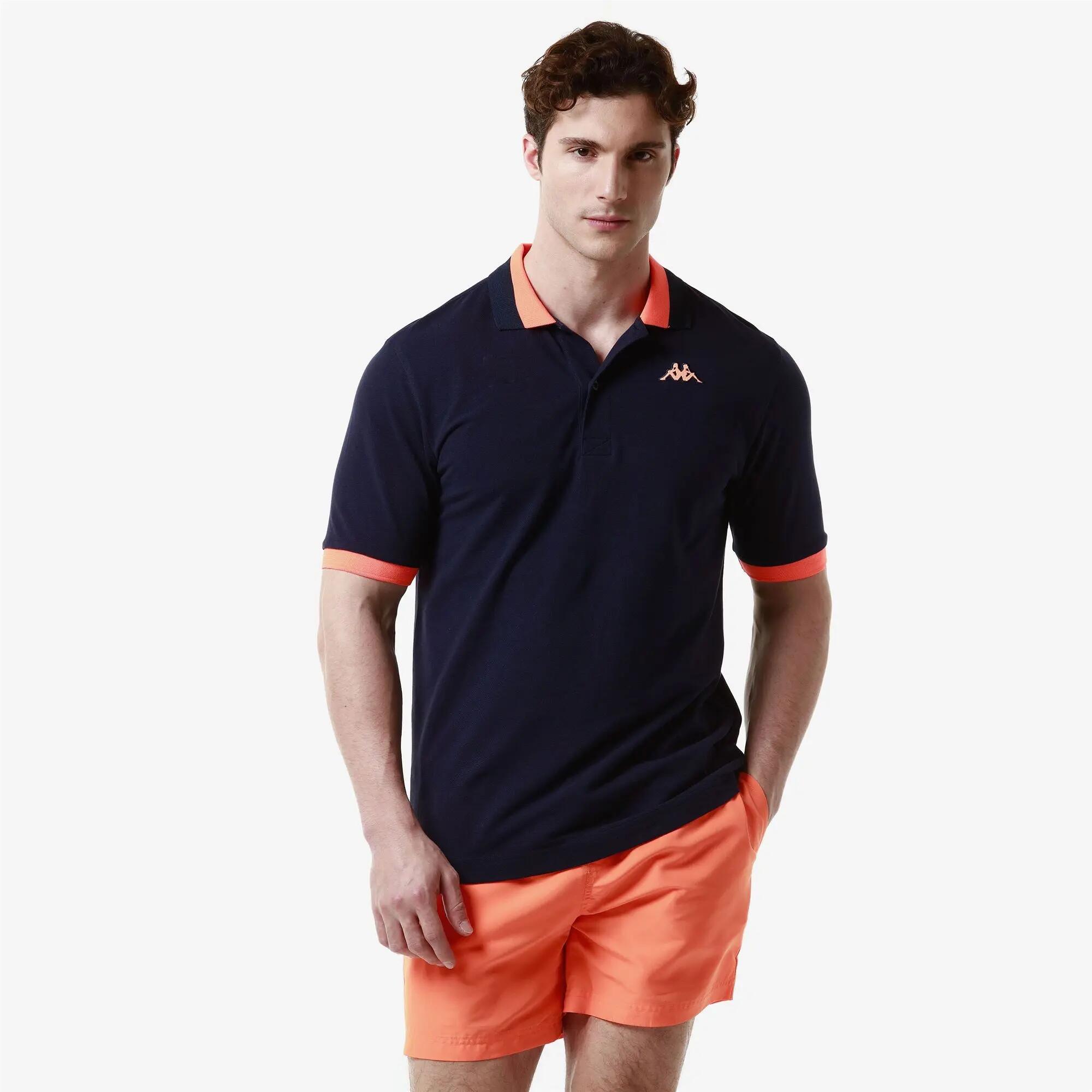 Polo da uomo in cotone blu da sportivo 5/7