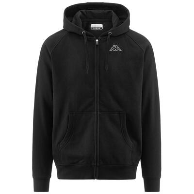 Felpa con cappuccio e zip da uomo in cotone nero da sportivo