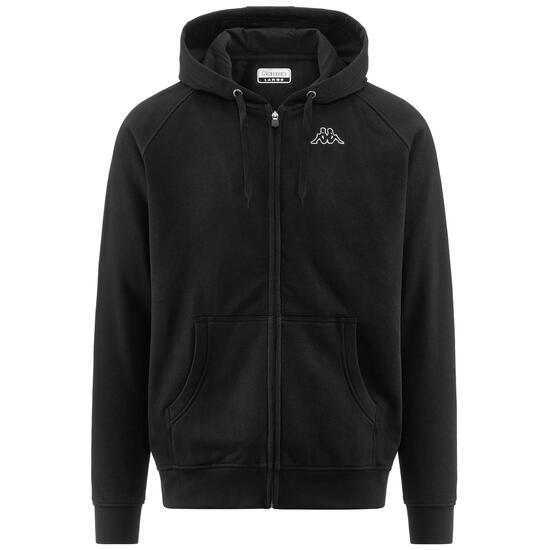 Felpa con cappuccio e zip da uomo in cotone nero da sportivo
