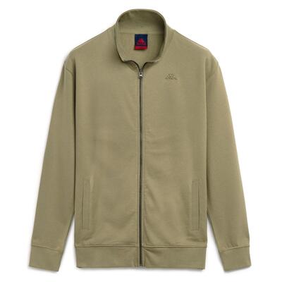 Felpa con zip da uomo in cotone verde da lifestyle