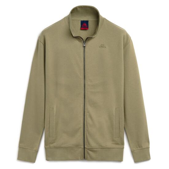 Felpa con zip da uomo in cotone verde da lifestyle