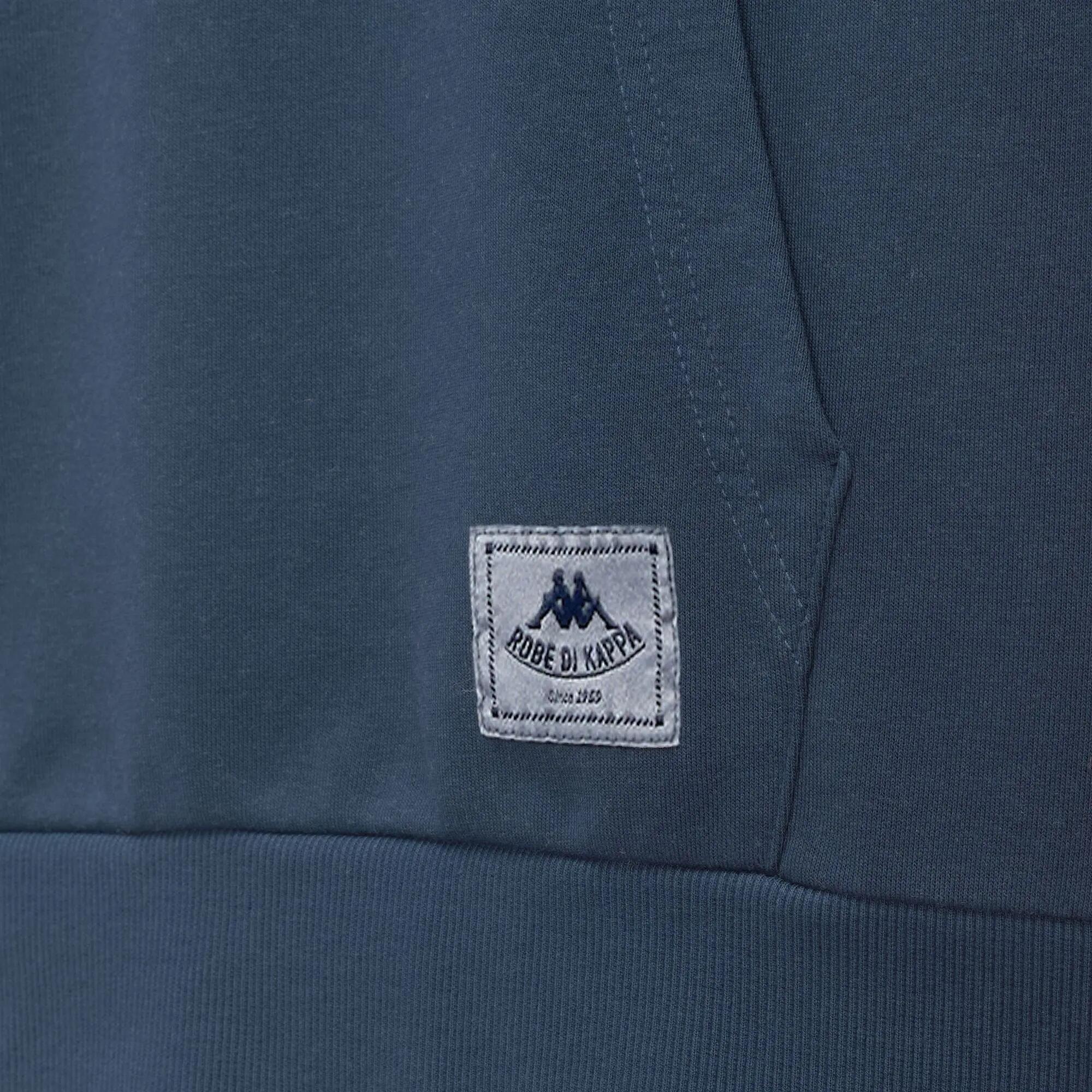 Felpa con cappuccio da uomo in cotone blu da casual 3/6