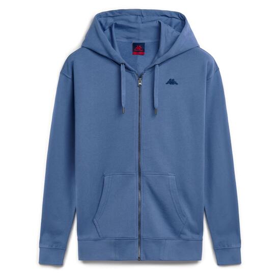 Felpa con cappuccio e zip da uomo in cotone blu da lifestyle