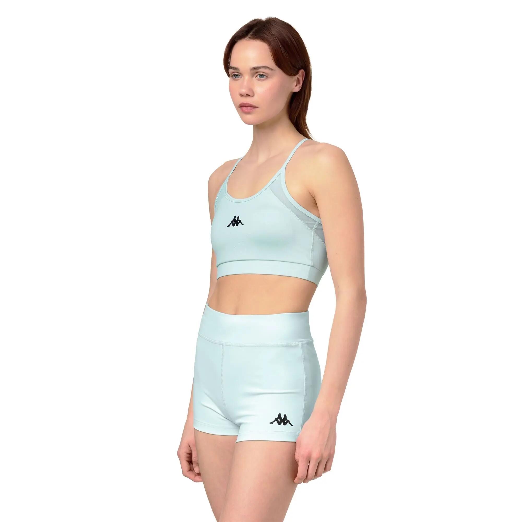 Top sportivo da donna in poliestere blu da training 5/6
