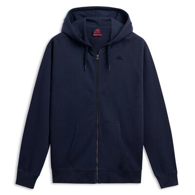 Felpa con cappuccio e zip da uomo in cotone blu da lifestyle