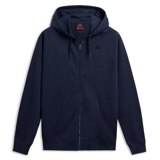 Felpa con cappuccio e zip da uomo in cotone blu da lifestyle