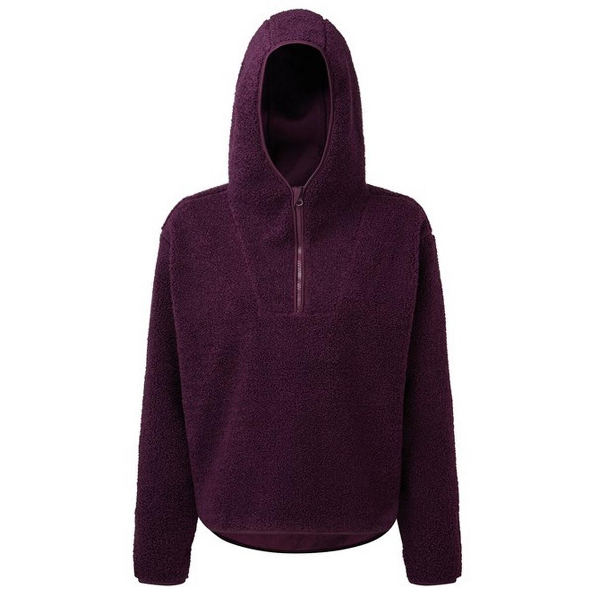 TRIDRI Womens/Ladies Sherpa Fleece Quarter Zip Hoodie (Mulberry Red)