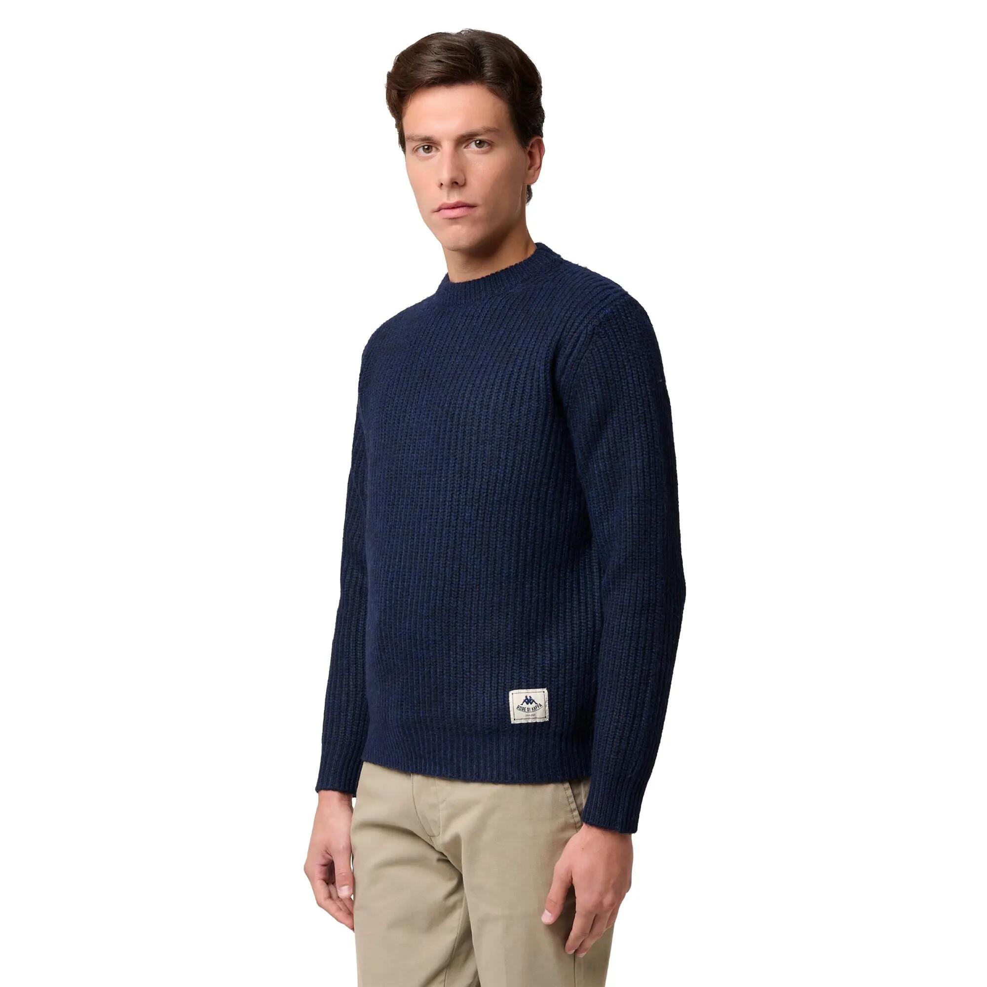 Maglione da uomo in poliestere riciclato blu da casual 4/6