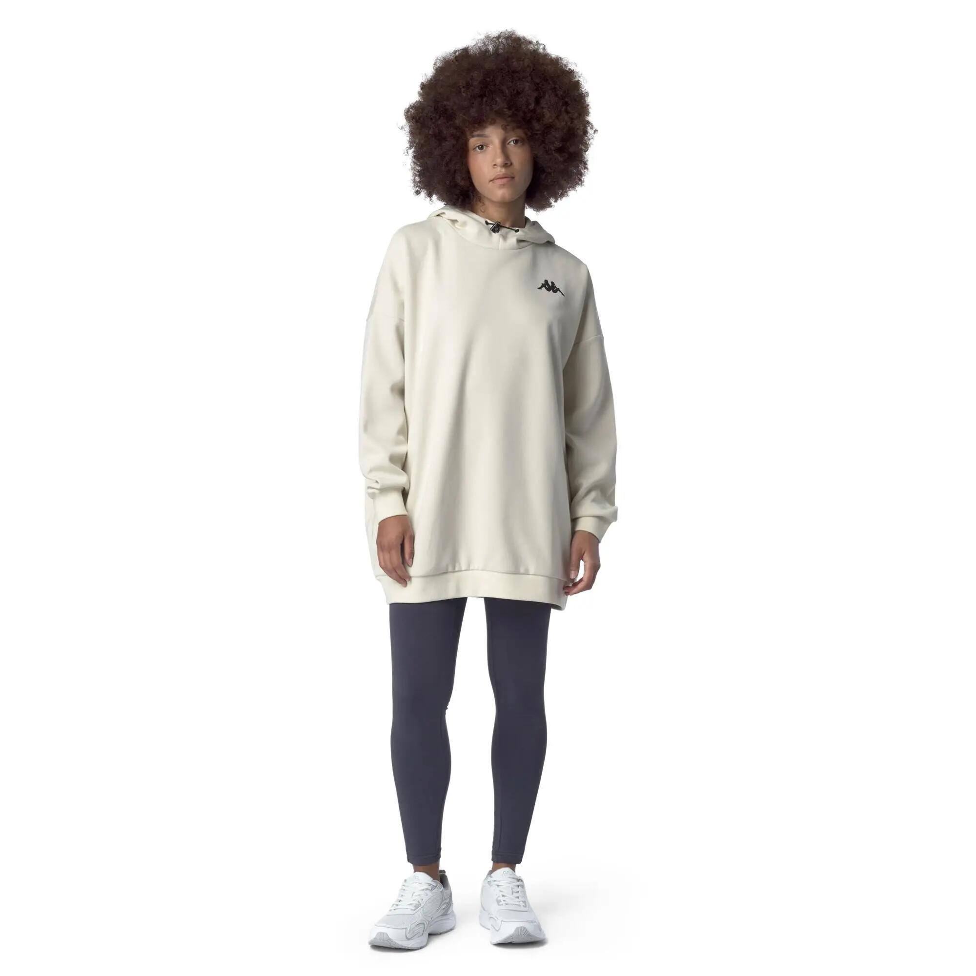 Felpa con cappuccio da donna in poliestere bianco da palestra 5/6