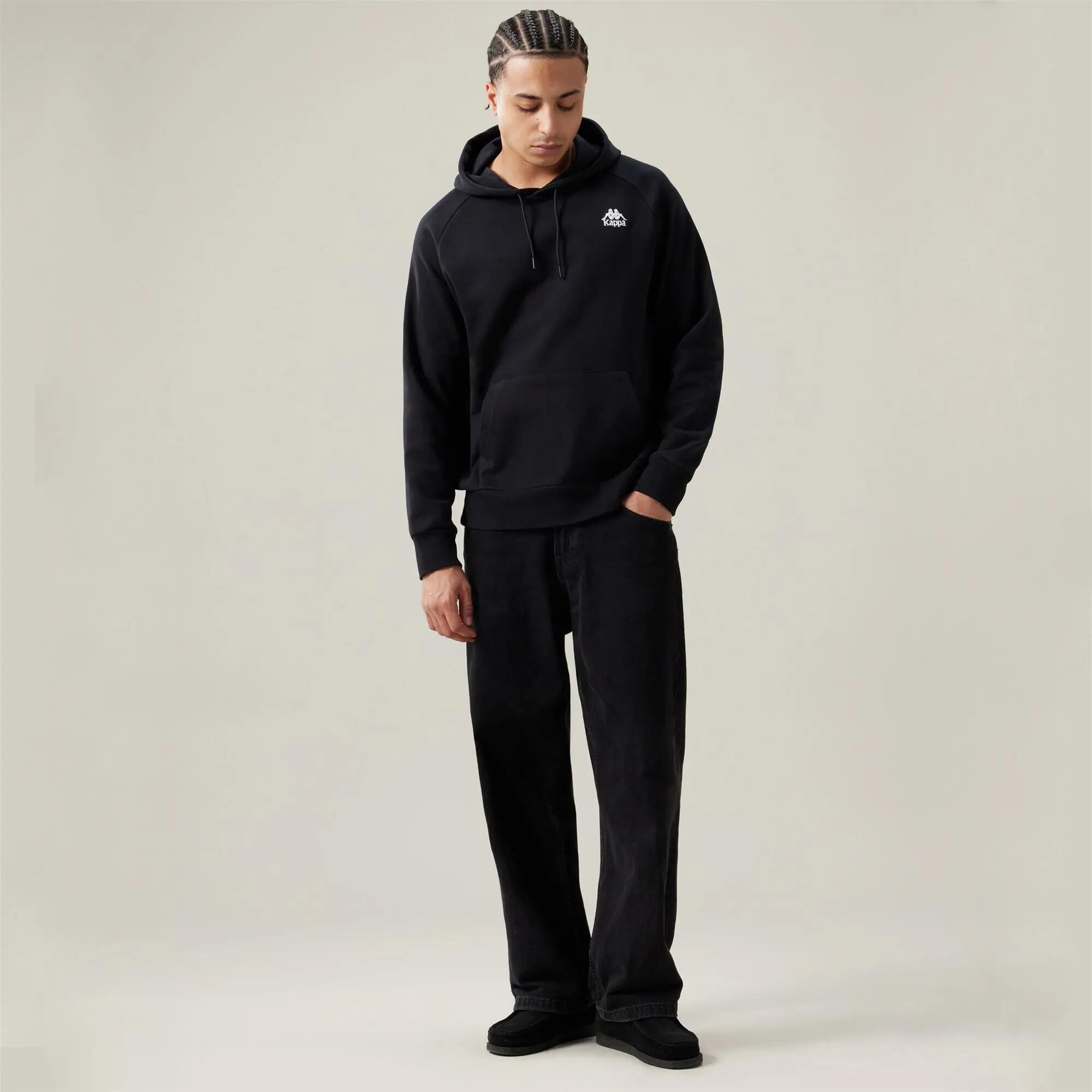 Felpa da uomo in cotone nero da streetwear sportivo 3/4