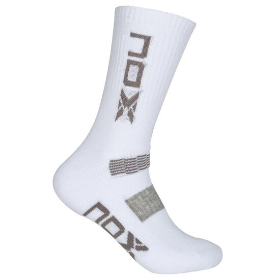 Calze Tecniche Nox A Metà Polpaccio Logo Bianco Verticale Grigio