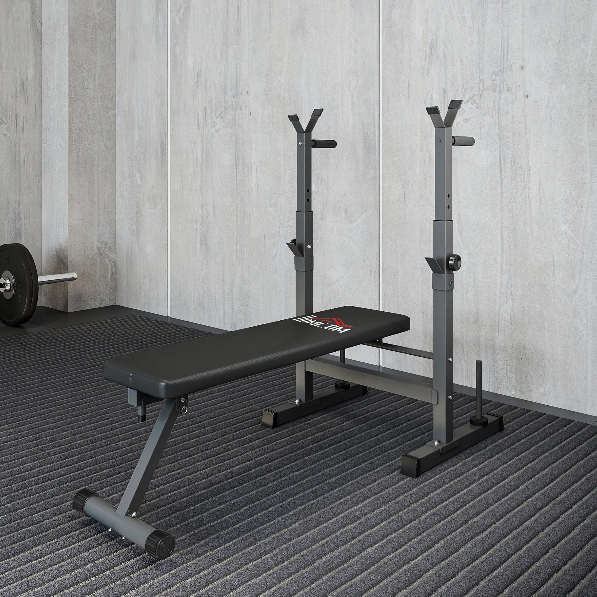 Banc de musculation pliable à 8 hauteurs réglables, support pour barre 4/9