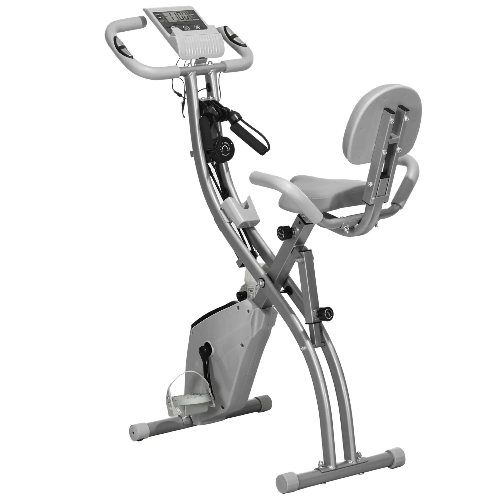 Vélo d'exercice pliable 2 en 1, résistance magnétique réglable sur 8 niveaux, 1/9