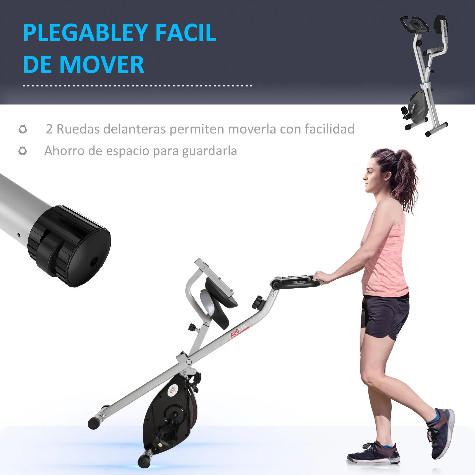Vélo d'exercice pliable avec dossier, 8 niveaux de résistance, volant d'inertie, 9/9