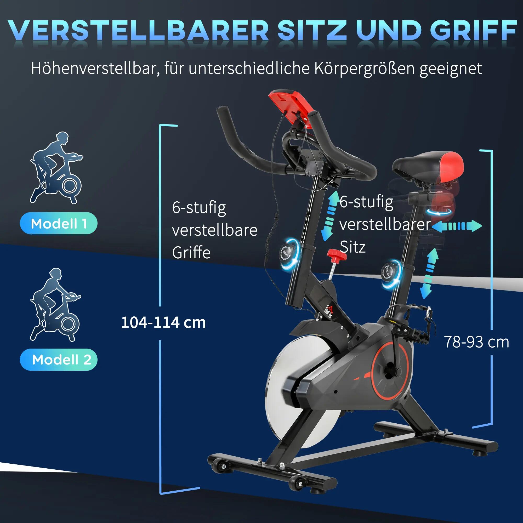 Vélo d'appartement avec moniteur de fréquence cardiaque, écran LCD, support pour 9/9