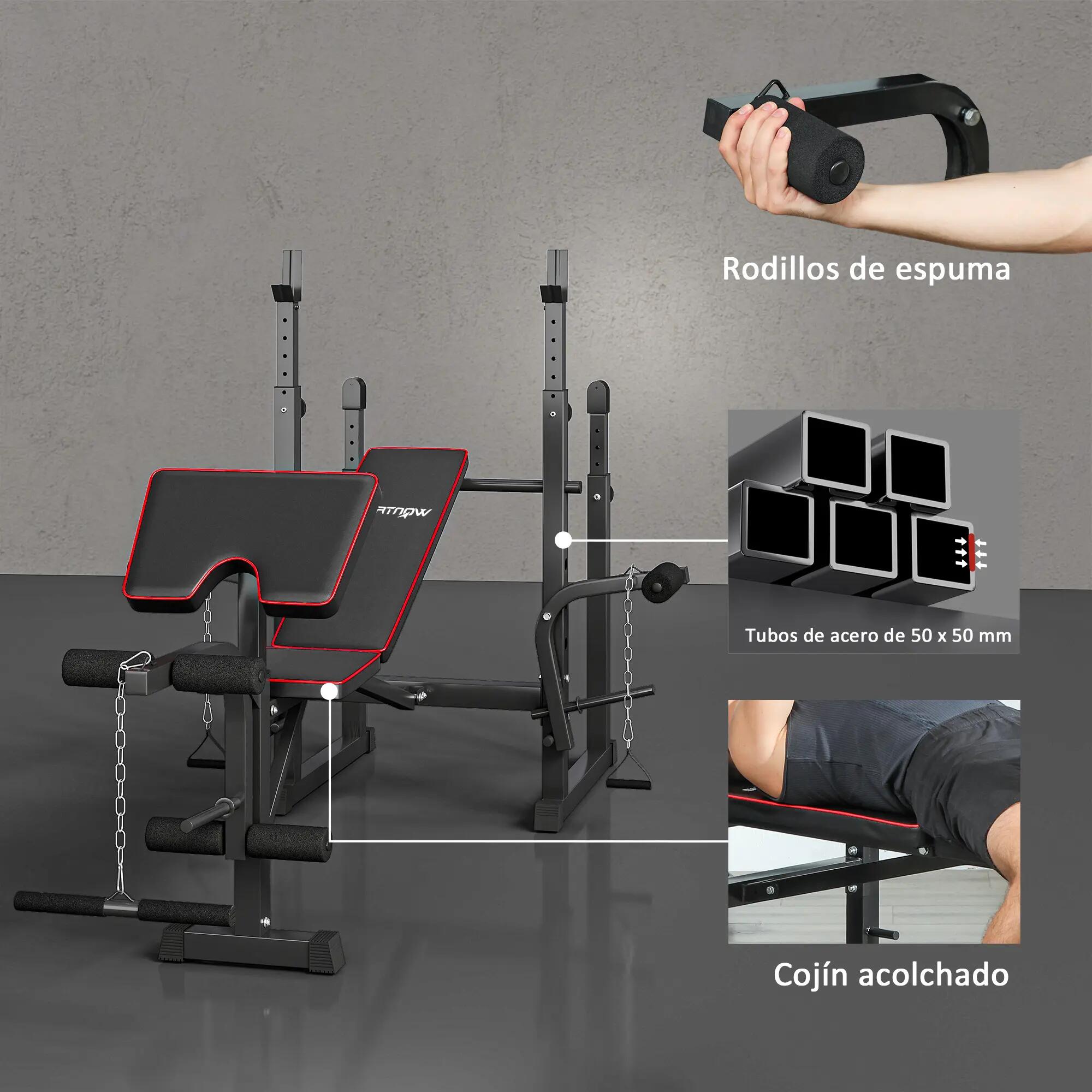 Banc de musculation avec supports pour haltères et dossier réglable pour un 9/9