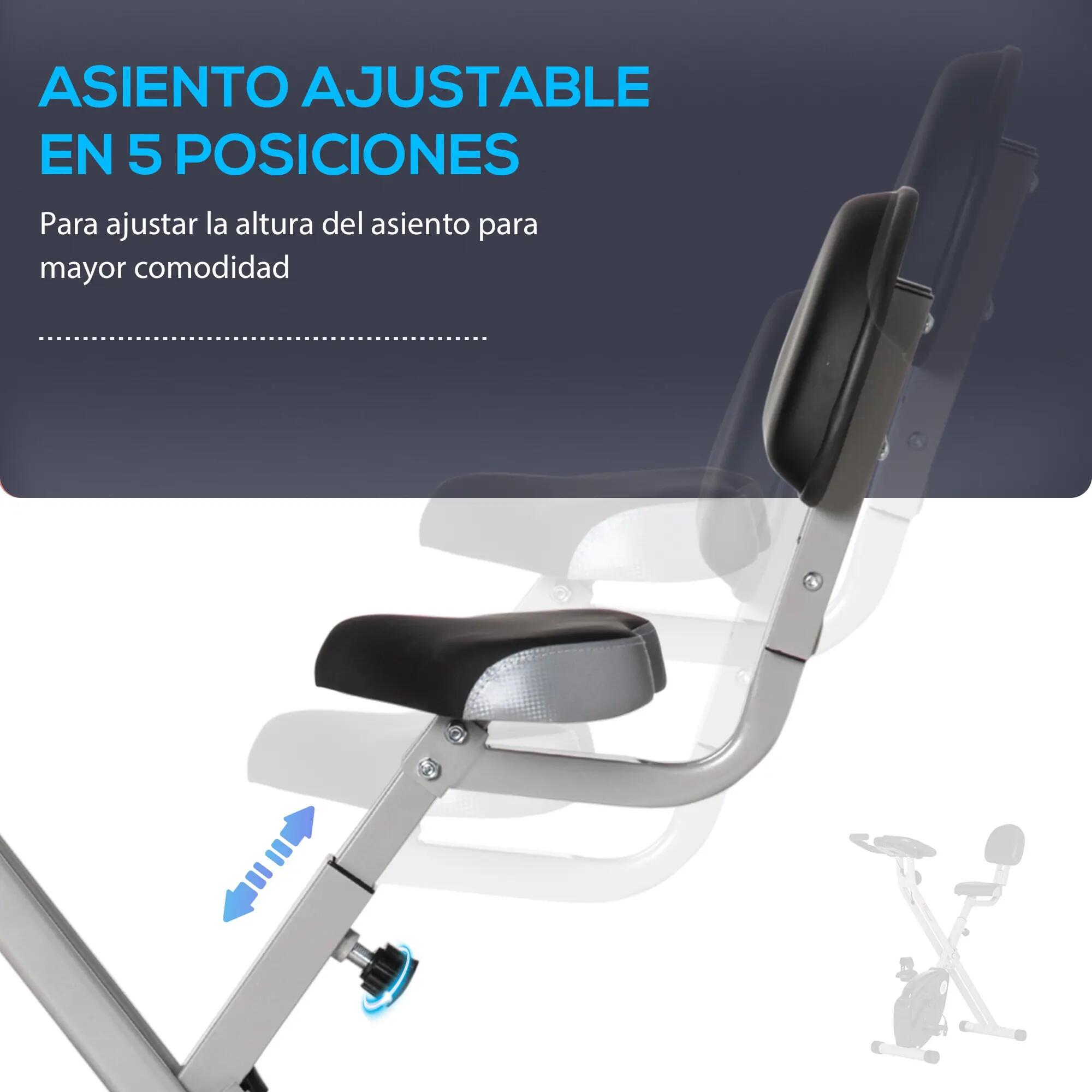 Vélo d'exercice pliable avec dossier, 8 niveaux de résistance, volant d'inertie, 8/9
