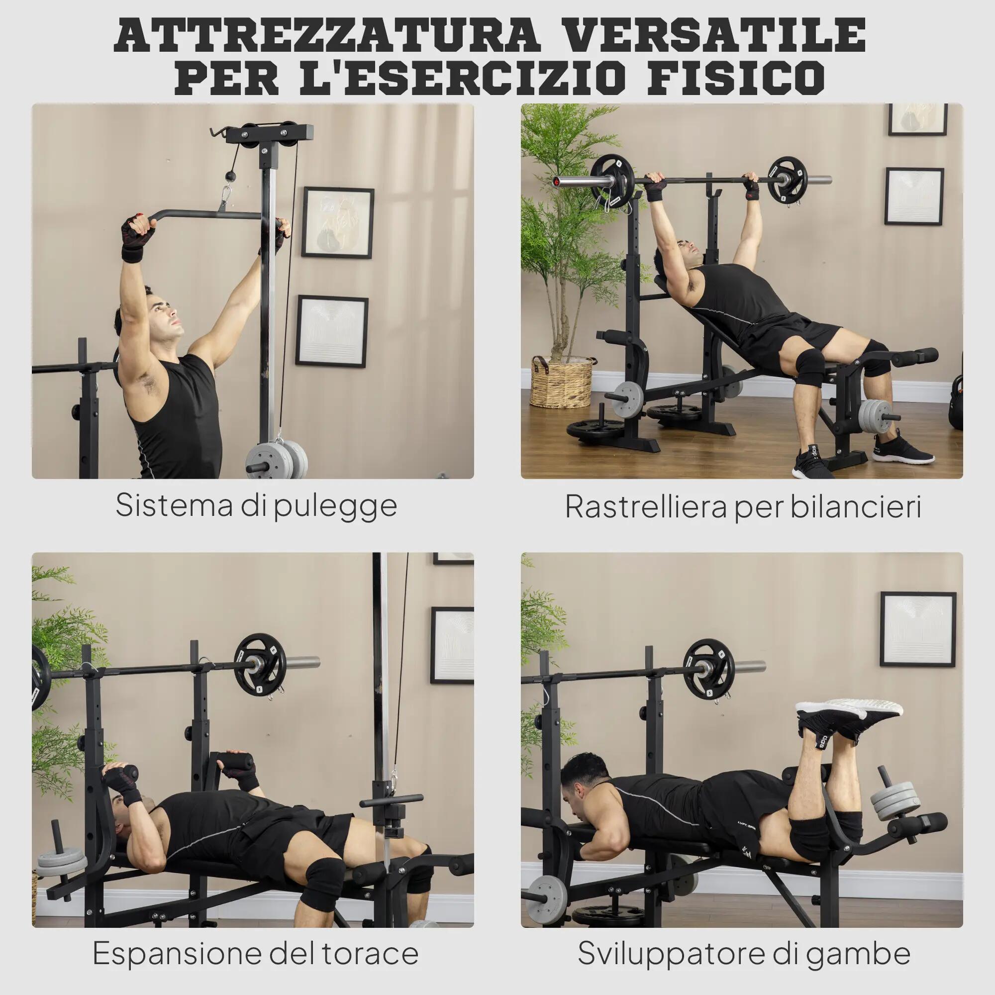 Banc de musculation avec presse à jambes, support à squats et extension de jambe 6/9