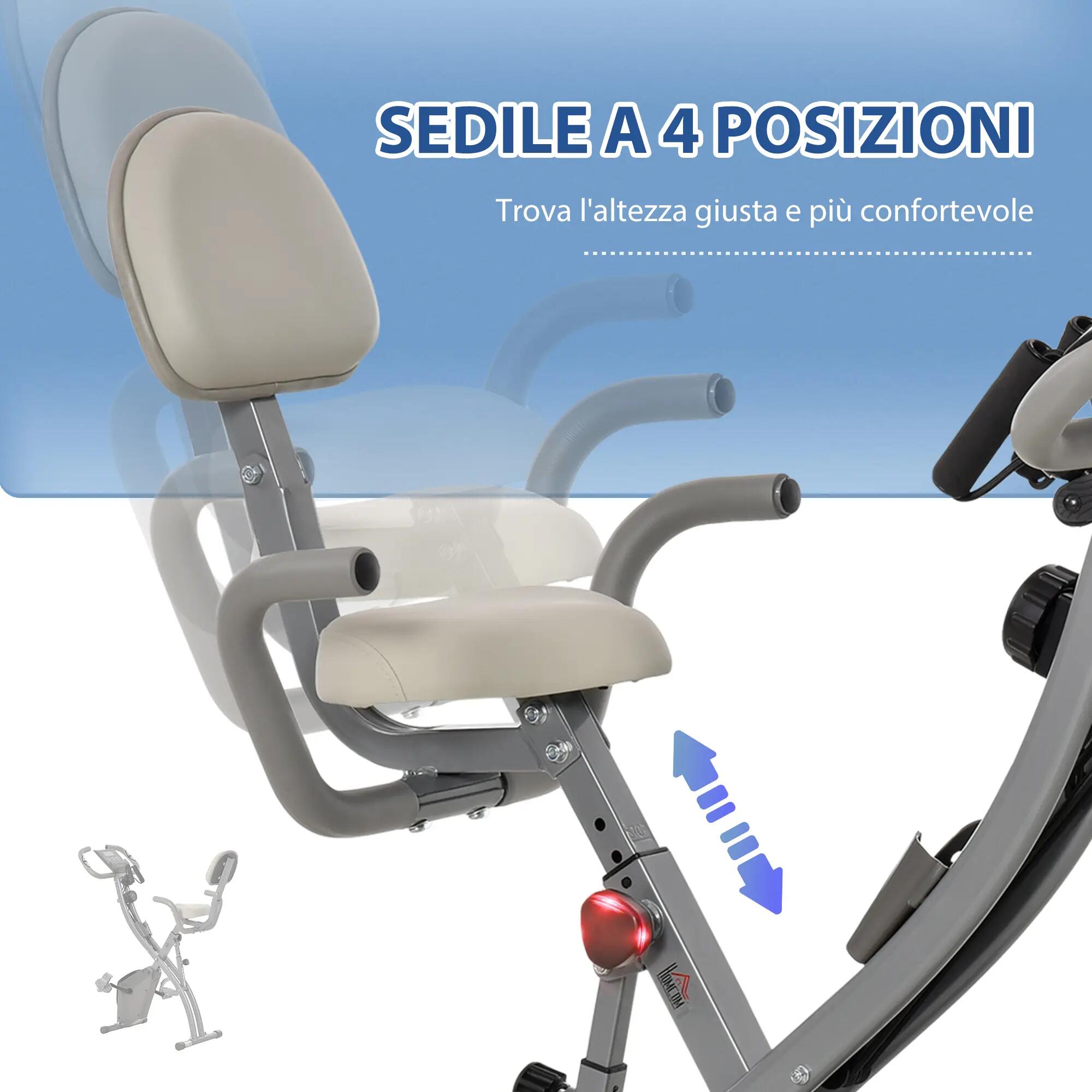 Vélo d'exercice pliable 2 en 1, résistance magnétique réglable sur 8 niveaux, 7/9