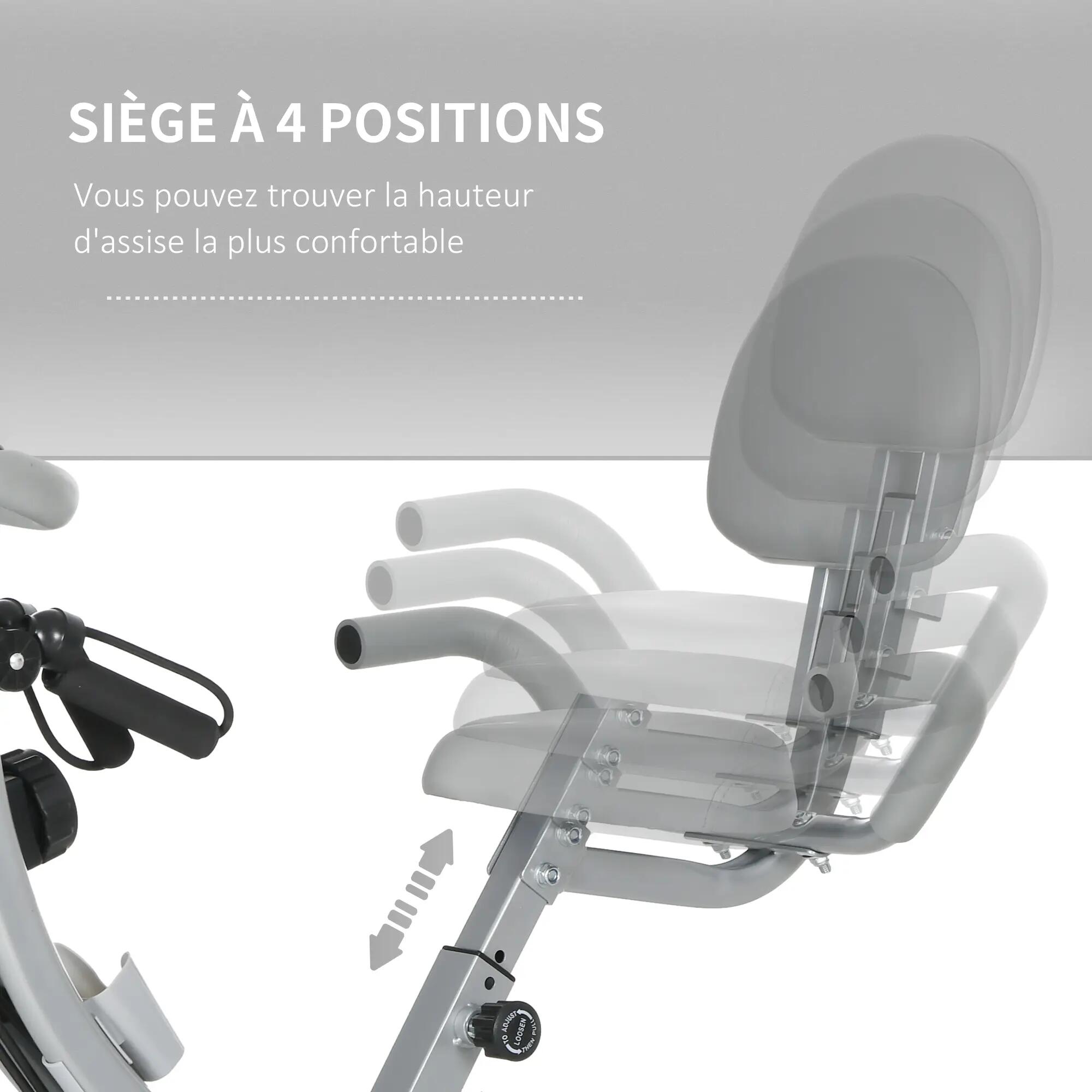 Vélo d'appartement pliable avec 8 niveaux de résistance magnétique, dossier et 7/9