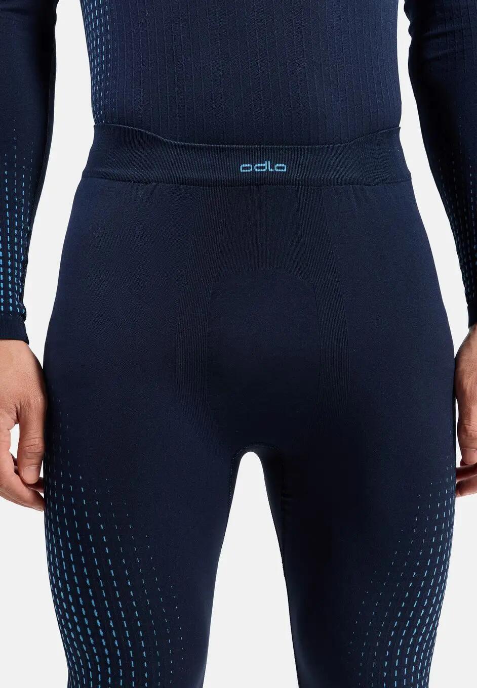 Odlo Performance Warm donkerblauwe basislagenpanty voor heren 3/5