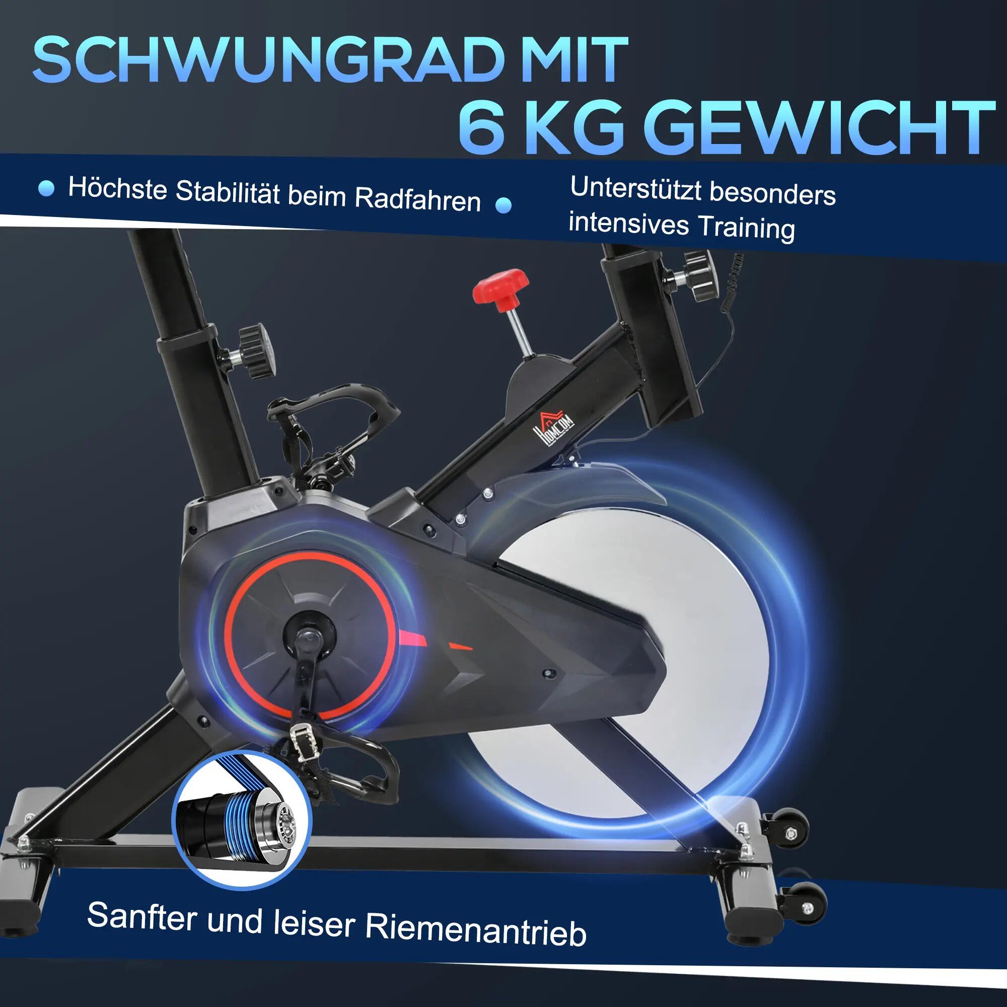 Vélo d'appartement avec moniteur de fréquence cardiaque, écran LCD, support pour 7/9