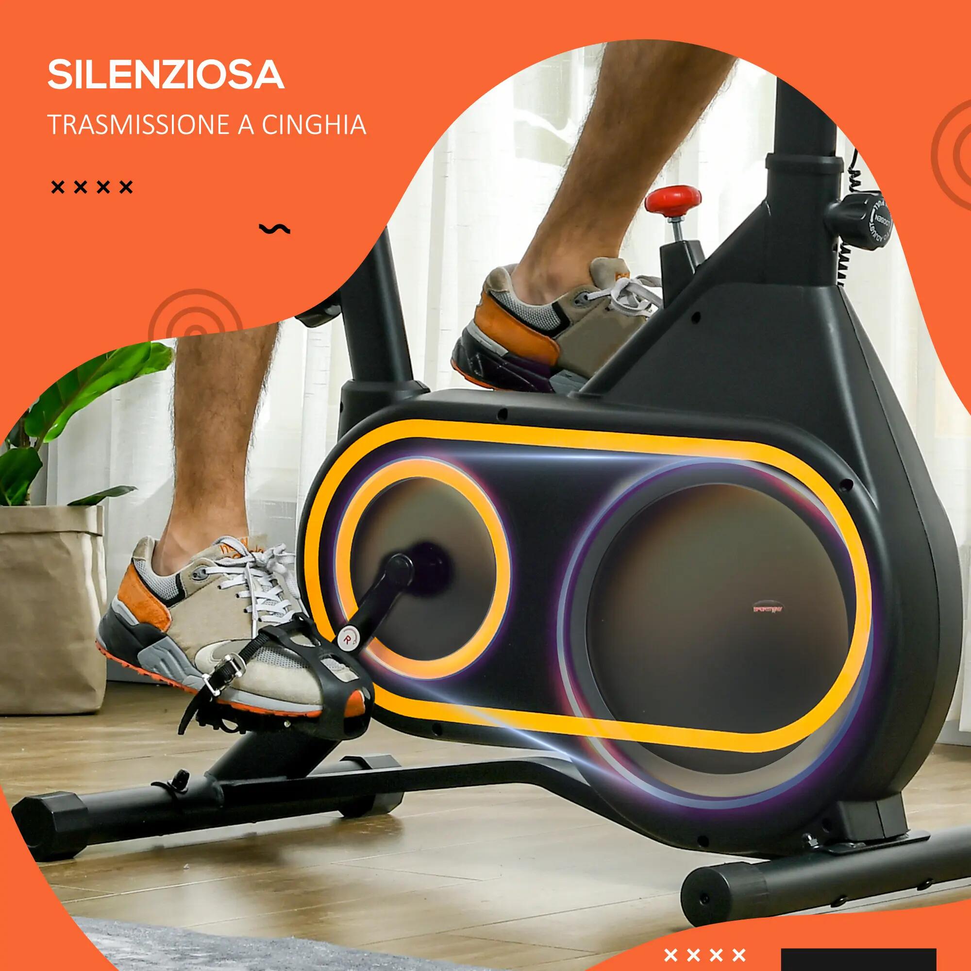 Vélo d'exercice magnétique avec volant d'inertie de 4 kg, guidon et selle 7/9