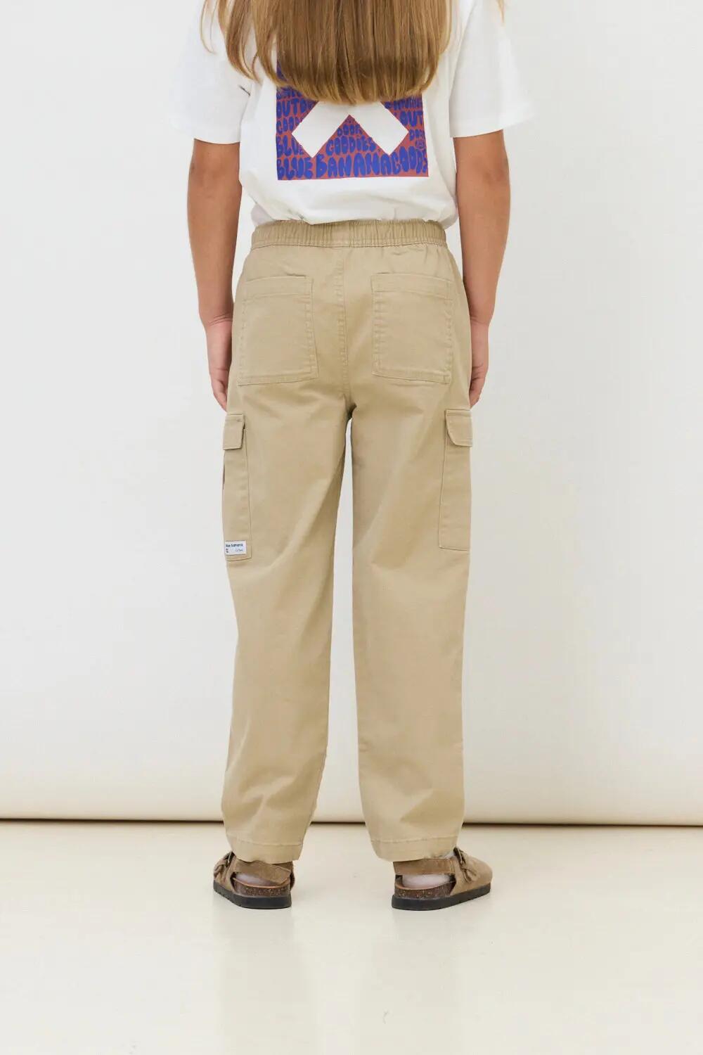 Pantalón Cargo Kids Blue Banana de Algodón Orgánico Cargo Camel 2/3