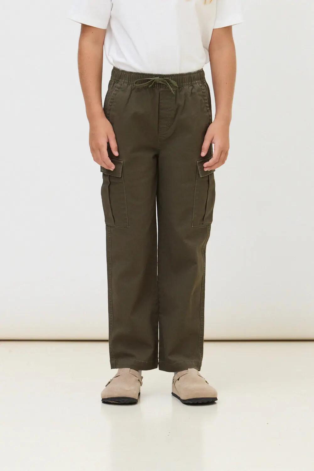 Pantalón Cargo Kids Blue Banana de Algodón Orgánico Cargo Olive Green 1/3