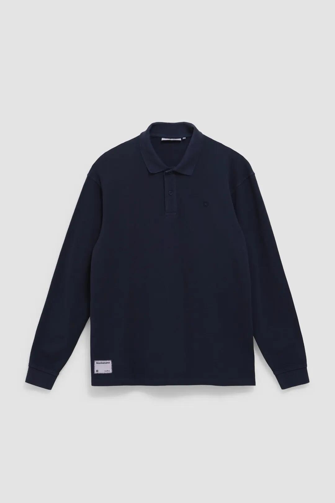 Polo Manga Larga Blue Banana de 100% Algodón Orgánico Logo Azul Marino 4/4