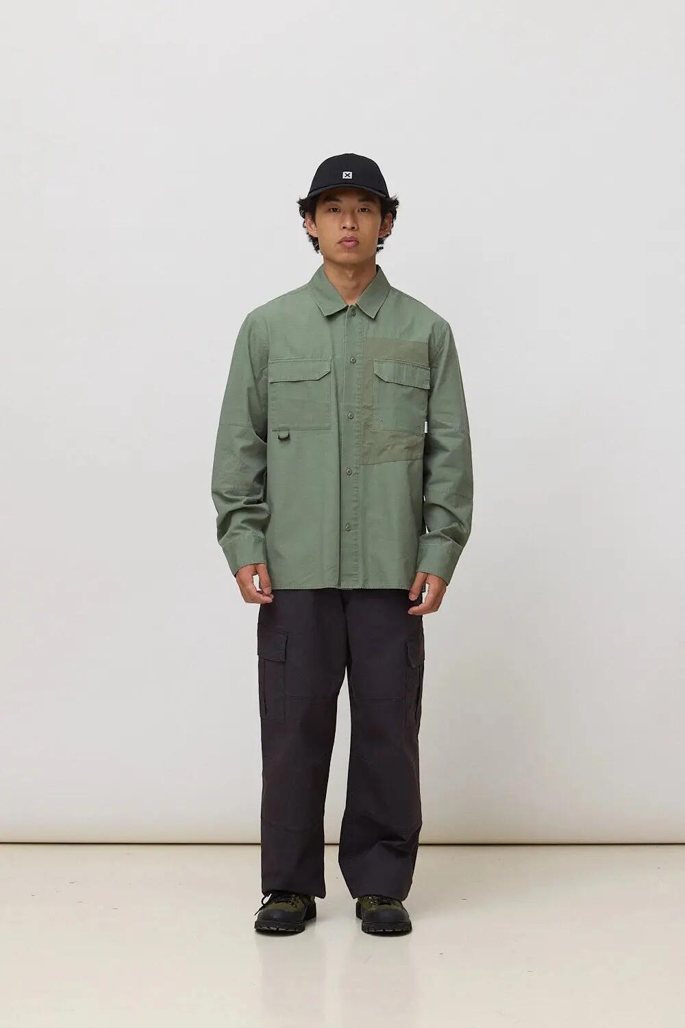 Sobrecamisa Blue Banana de 100% Algodón Orgánico Tech Olive Green 3/4