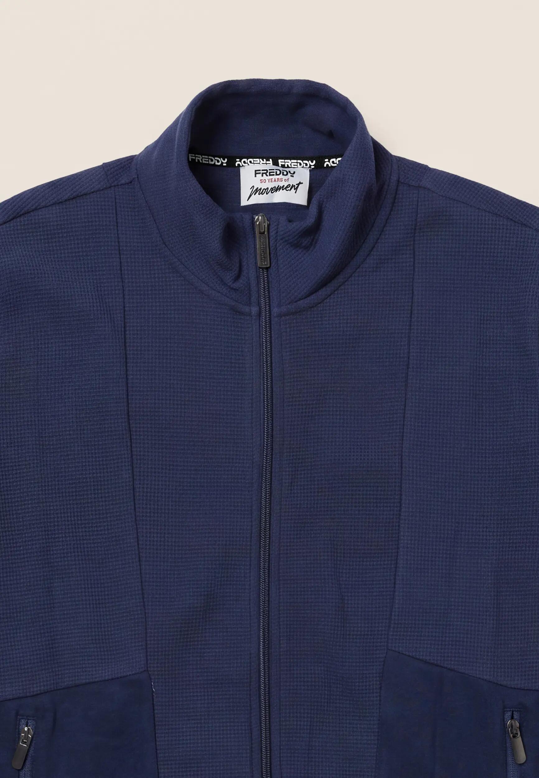 Felpa Uomo in Tessuto Bonded a Quadri con Zip e Collo Alto 6/6