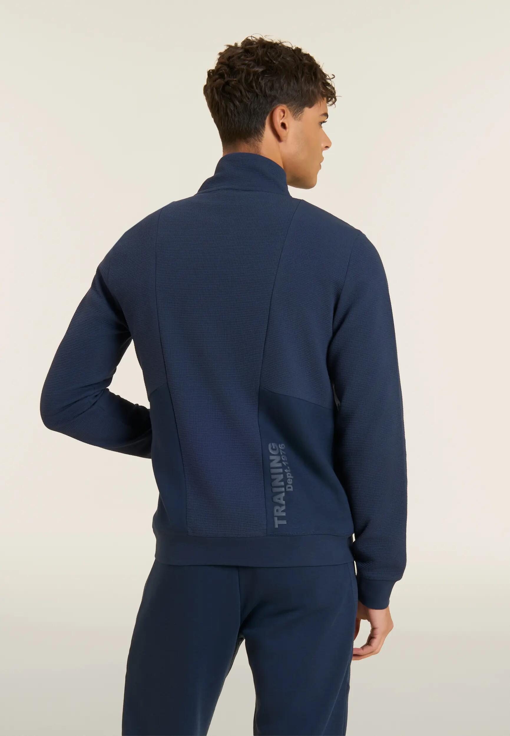 Felpa Uomo in Tessuto Bonded a Quadri con Zip e Collo Alto 3/6