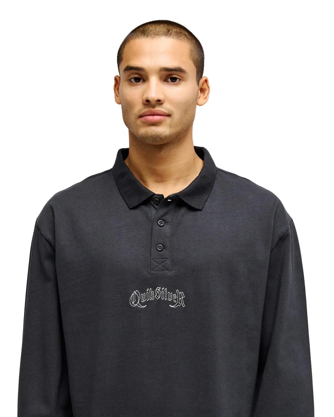 Langärmliges Polo-Hemd BELEM HEAVY Schwarz Herren 4/4