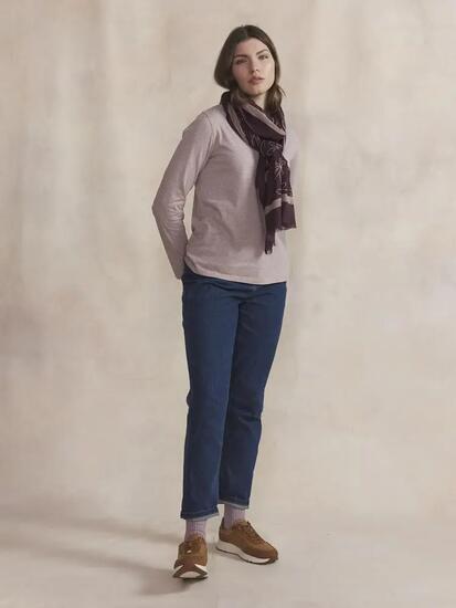 T-shirt manches longues - Femme - Col V - ADINALON Nymphe - Rose