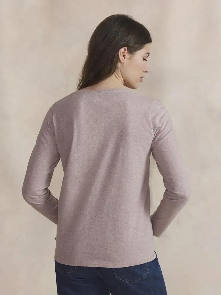 T-shirt manches longues - femme - col V - ADINALON - rose 3/5