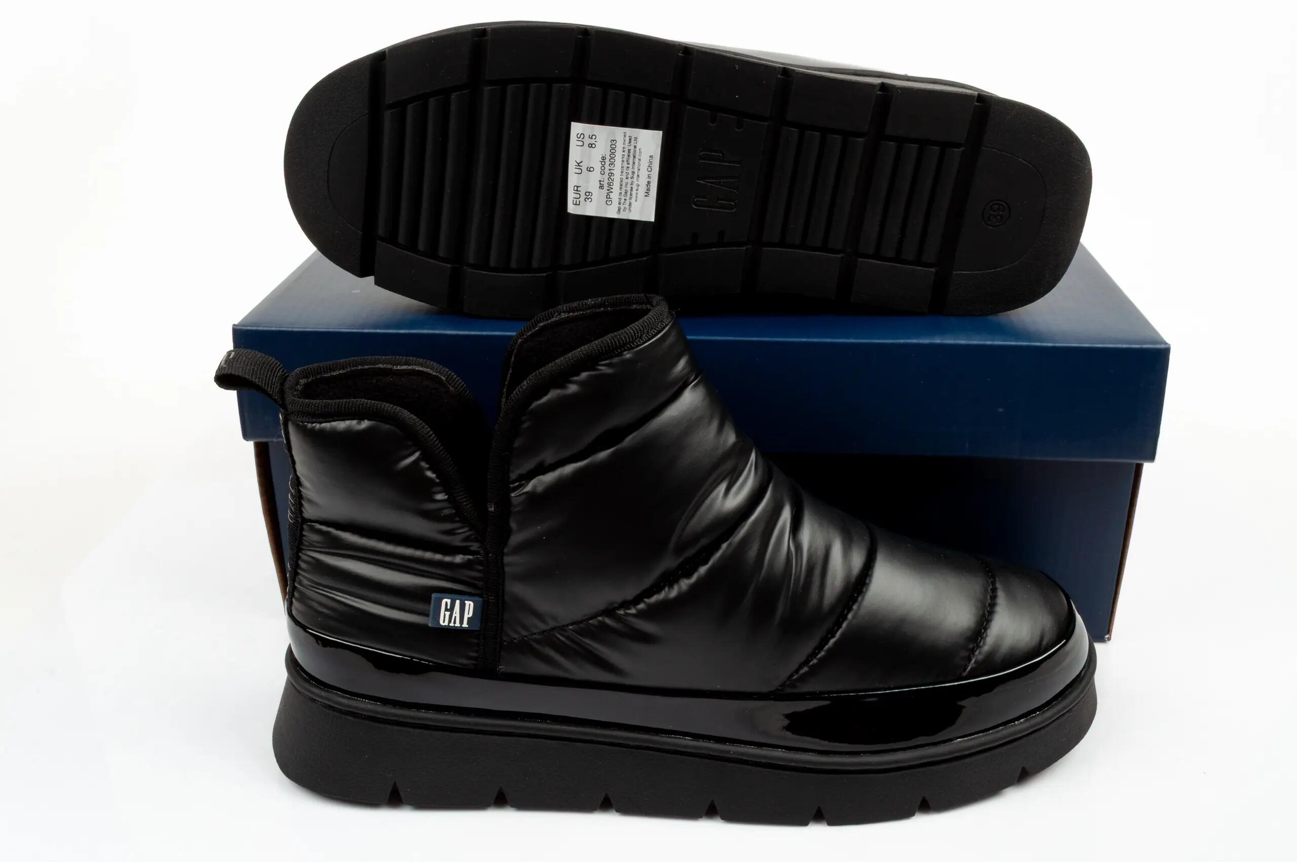Buty botki zimowe damskie GAP Alabama za kostkę czarne wsuwane 9/9