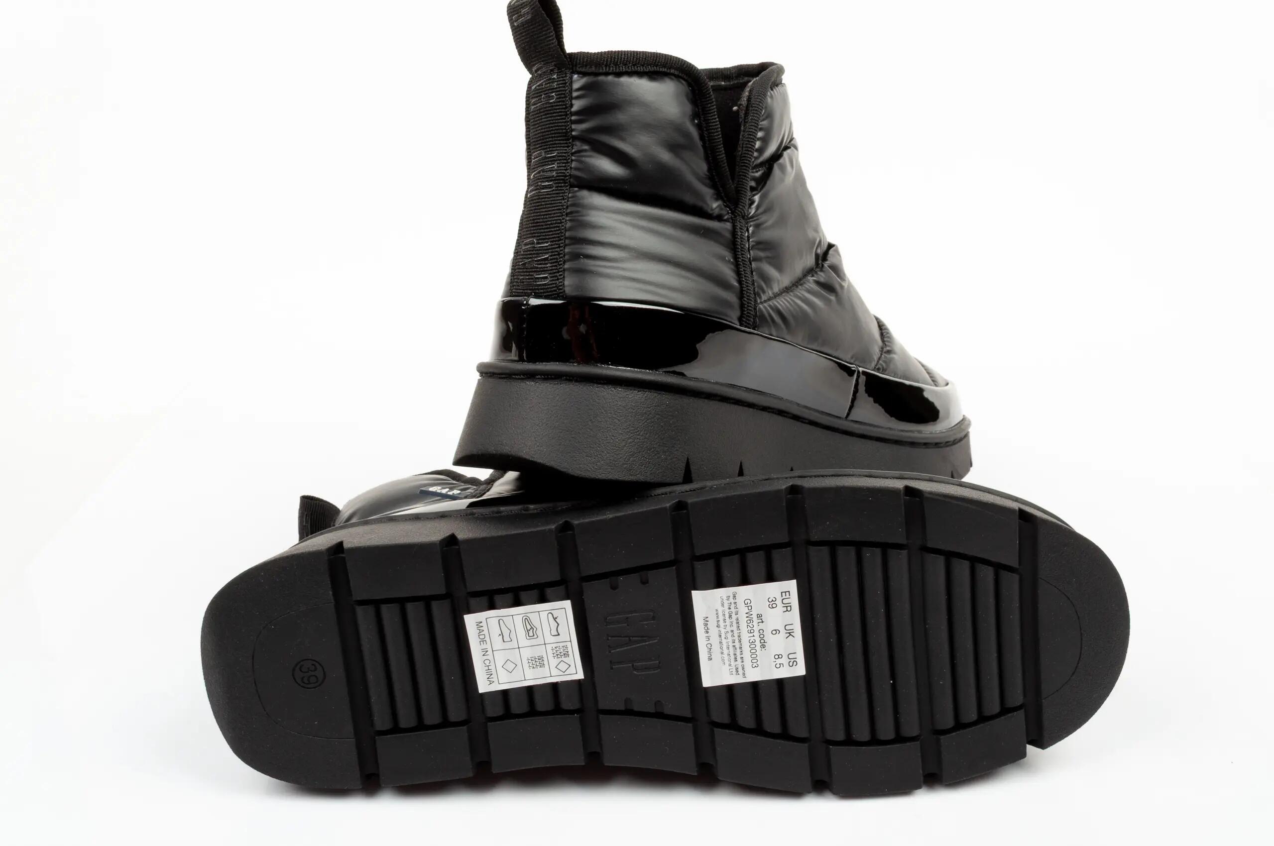 Buty botki zimowe damskie GAP Alabama za kostkę czarne wsuwane 8/9