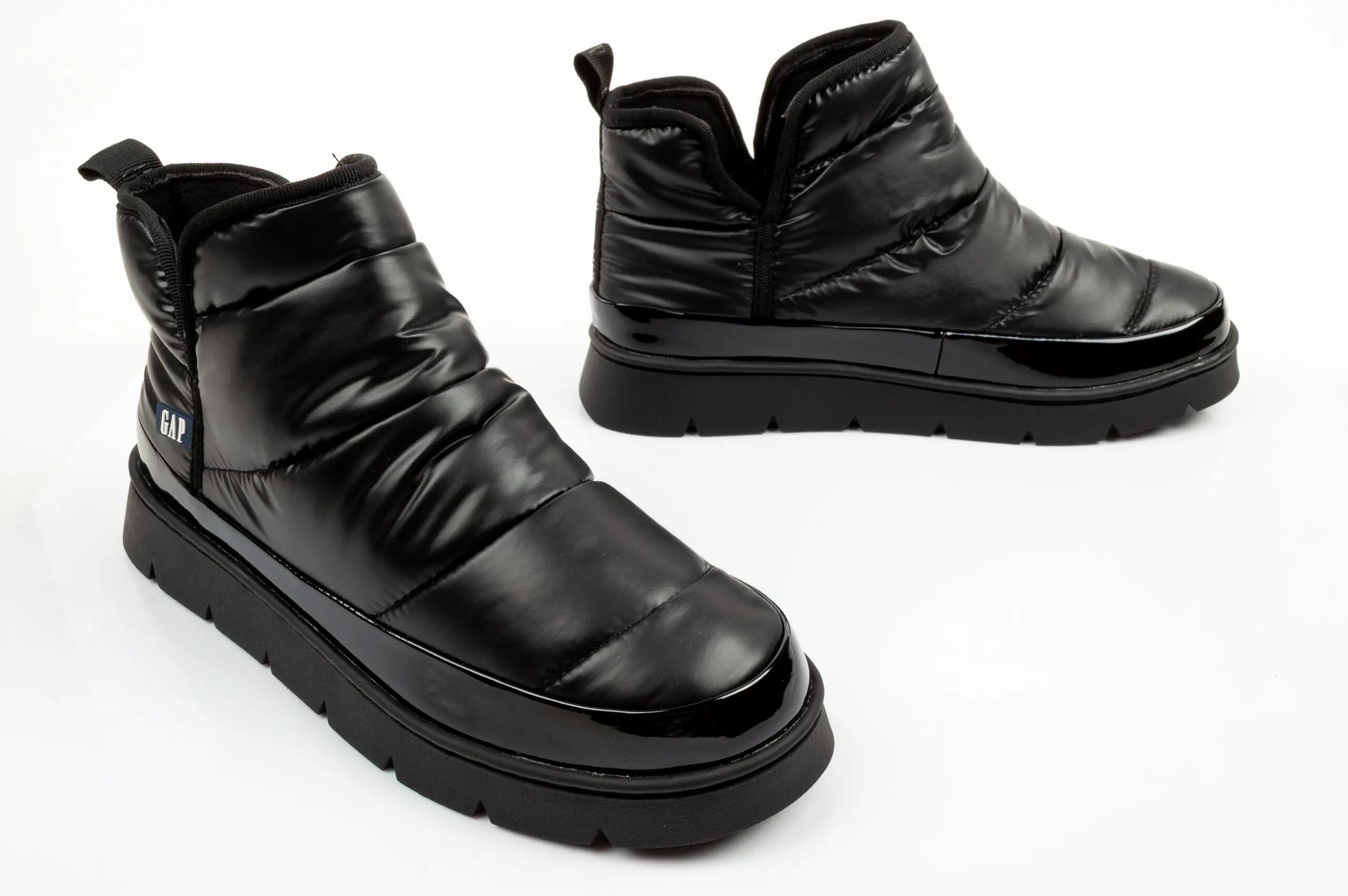 Buty botki zimowe damskie GAP Alabama za kostkę czarne wsuwane 7/9