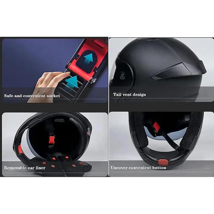 Casque de moto modulaire Bluetooth, modulable, à double visière, unisexe 5/5