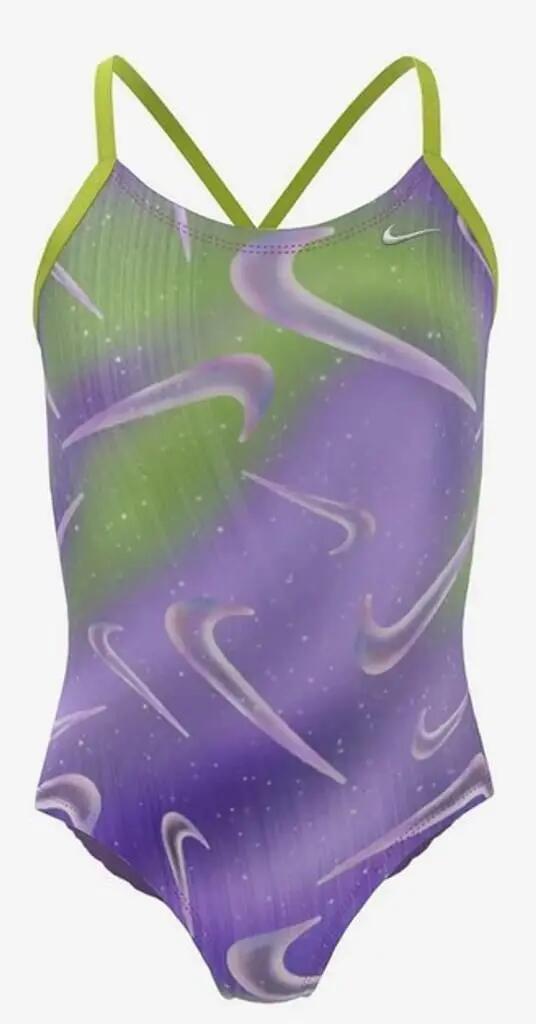 Maillot - Natation - Fille - Dos croisé - Violet/Vert clair 3/4