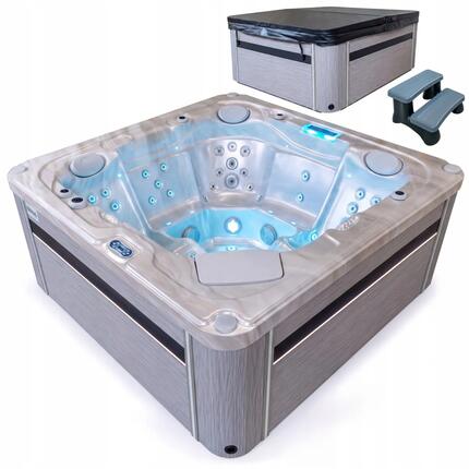 Wanna SPA ogrodowa 5-osobowa z hydromasażem MOSSA 215x215cm z pokrywą