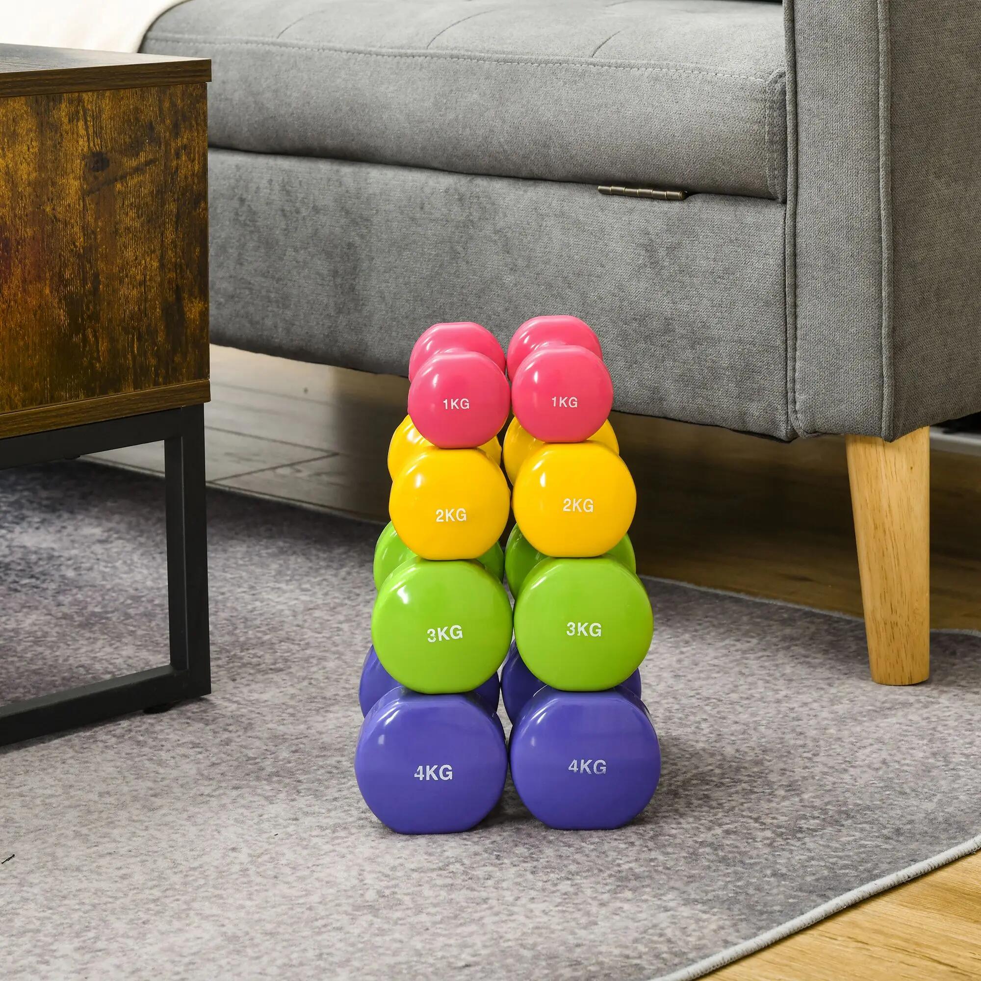 Ensemble de 8 haltères hexagonales 20 kg (4 paires : 4 kg, 3 kg, 2 kg et 1 kg). 3/9