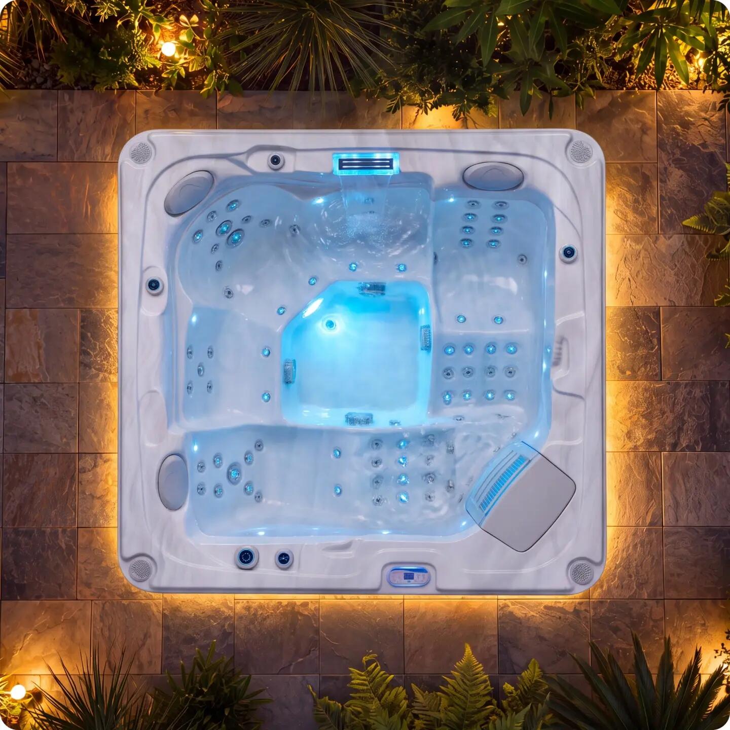 Wanna SPA ogrodowa 5-osobowa z hydromasażem MOSSA 215 x 215 cm z pokrywą 8/16