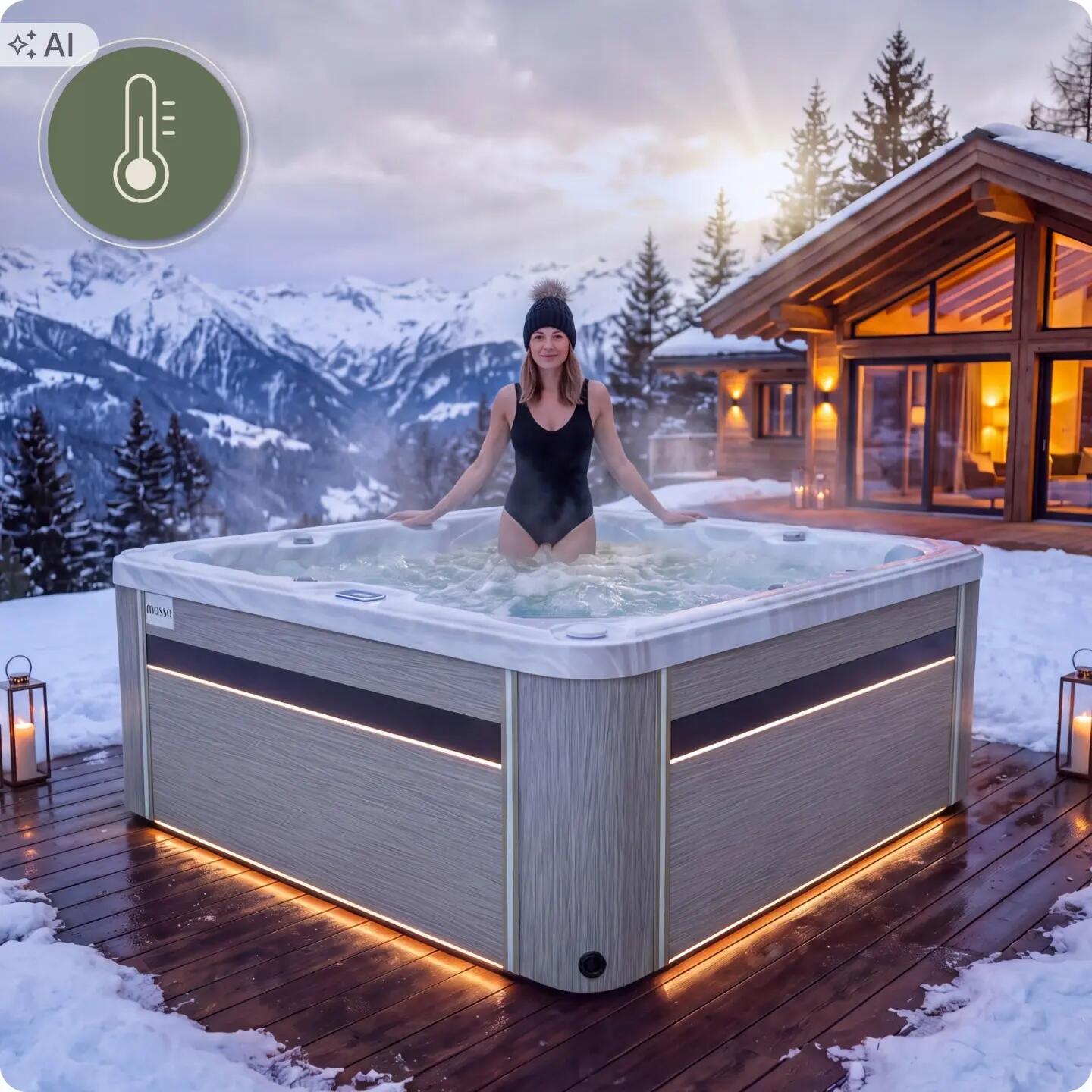 Wanna SPA ogrodowa 5-osobowa z hydromasażem MOSSA 215x215cm z pokrywą 6/16