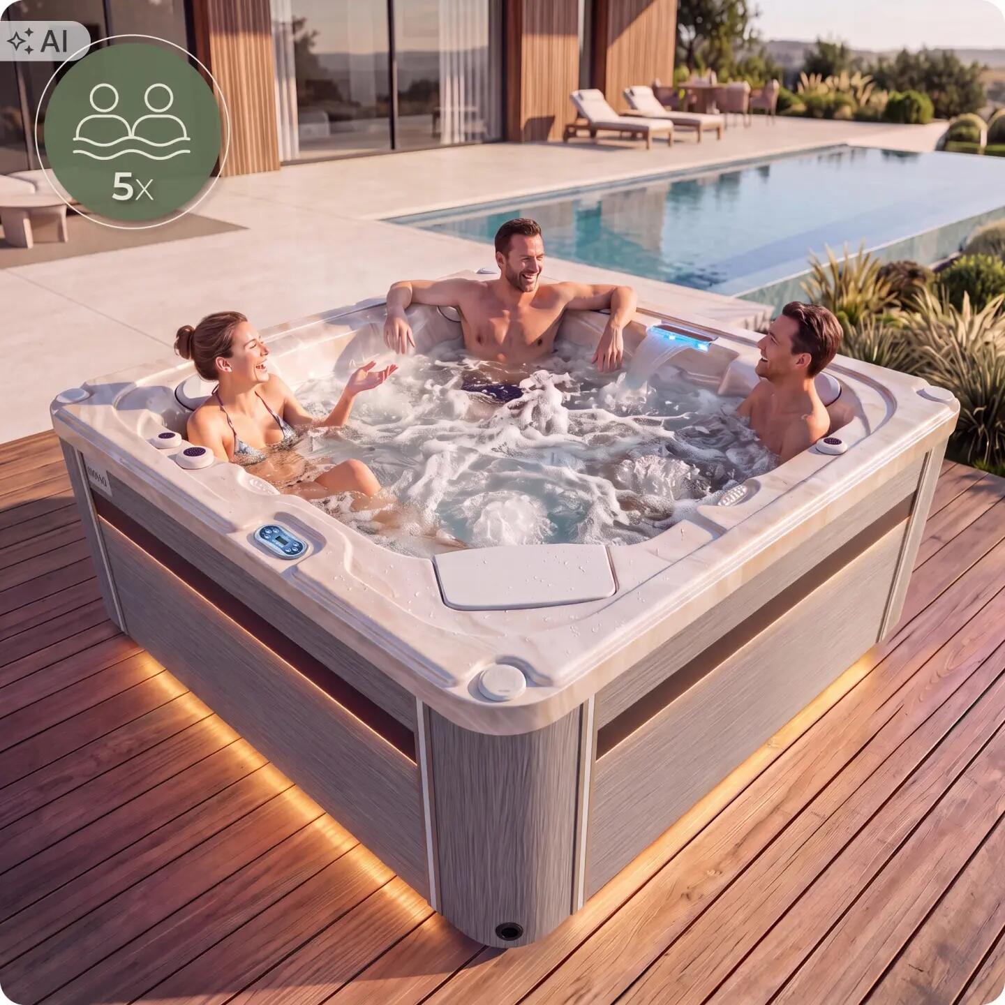 Wanna SPA ogrodowa 5-osobowa z hydromasażem MOSSA 215x215cm z pokrywą 3/16