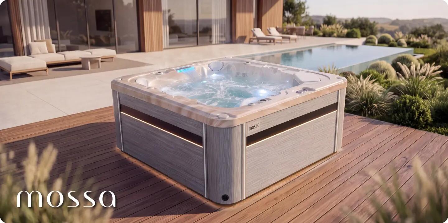 Wanna SPA ogrodowa 5-osobowa z hydromasażem MOSSA 215x215cm z pokrywą 15/16
