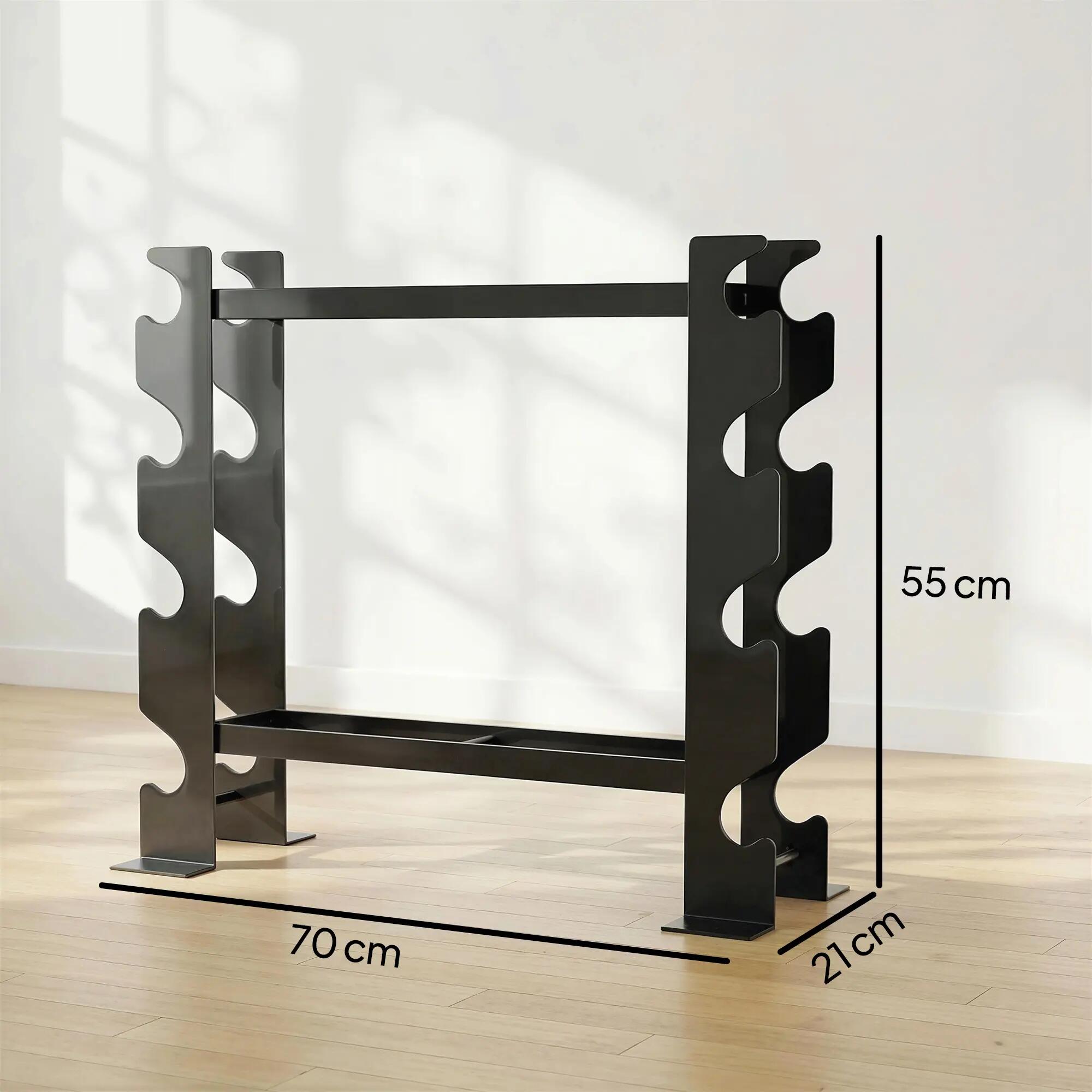 Support à haltères en acier à 4 niveaux, capacité 200 kg, 70 x 21 x 55 cm, noir 5/9