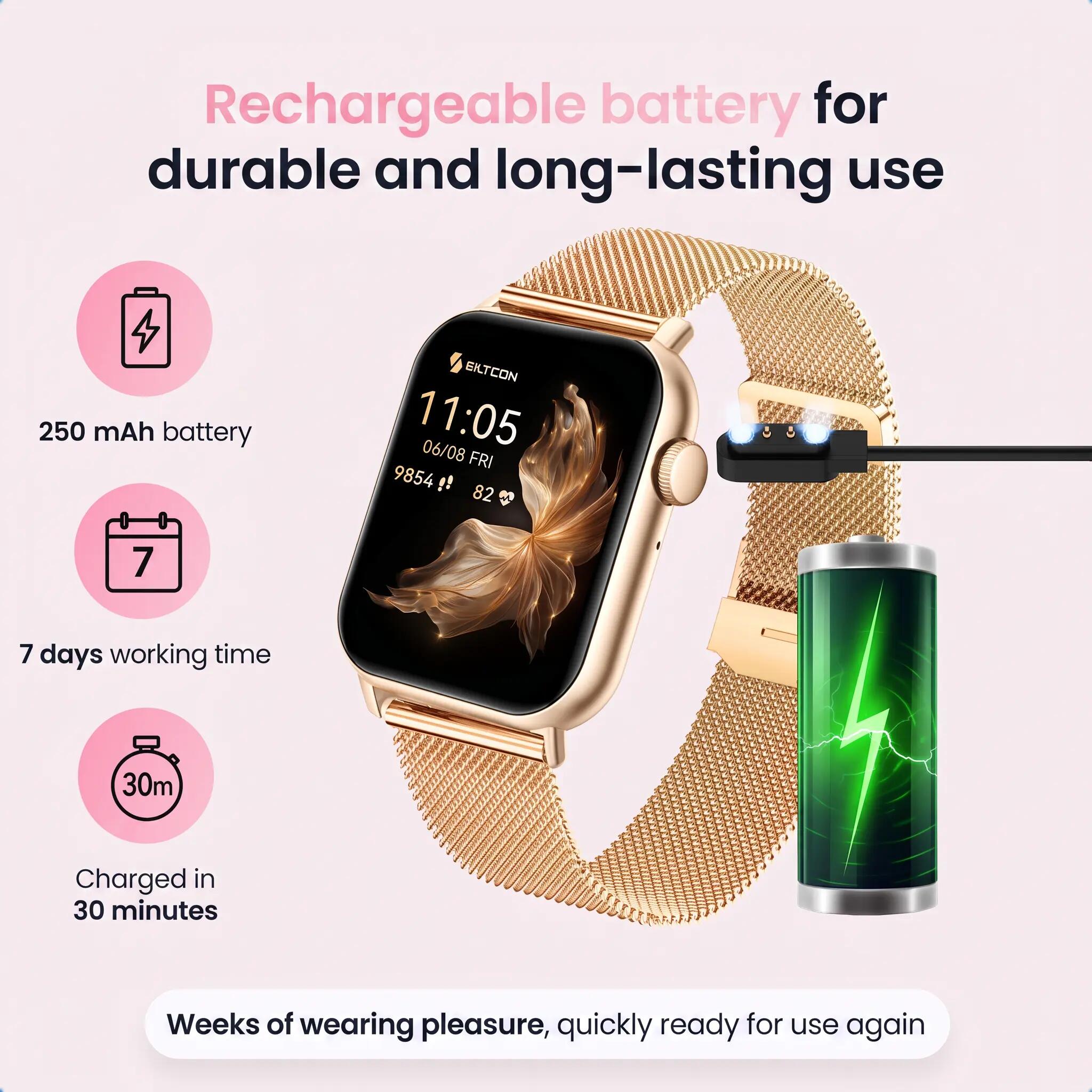 Smartwatch Seréa AMOLED belfunctie 5 bandjes goud 6/15